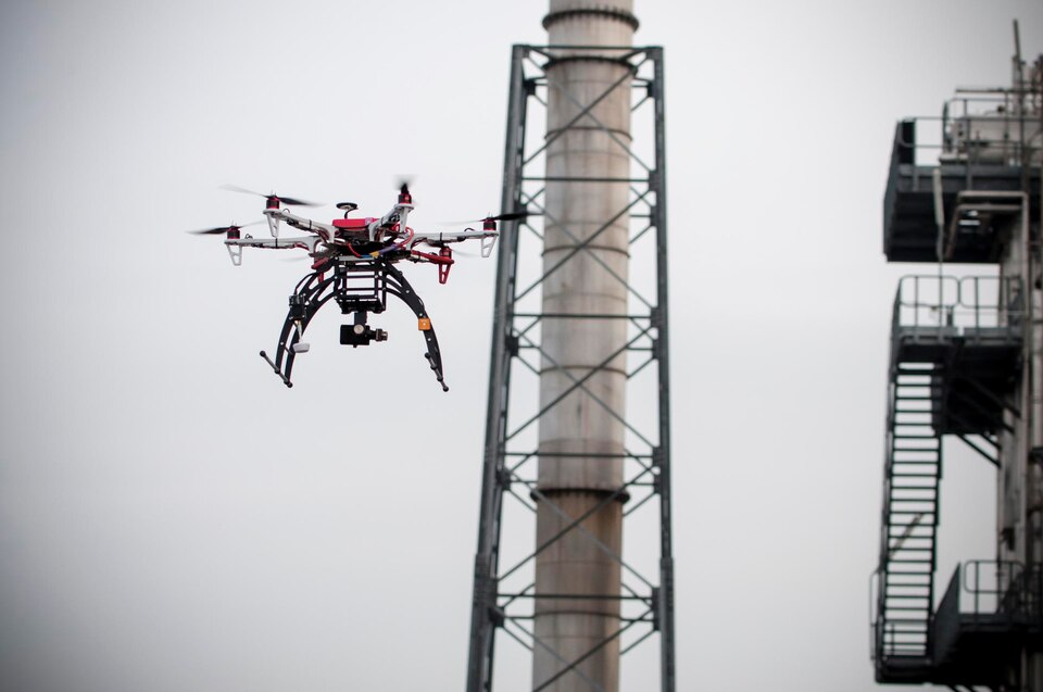 Industrial drone over oil & gas complex